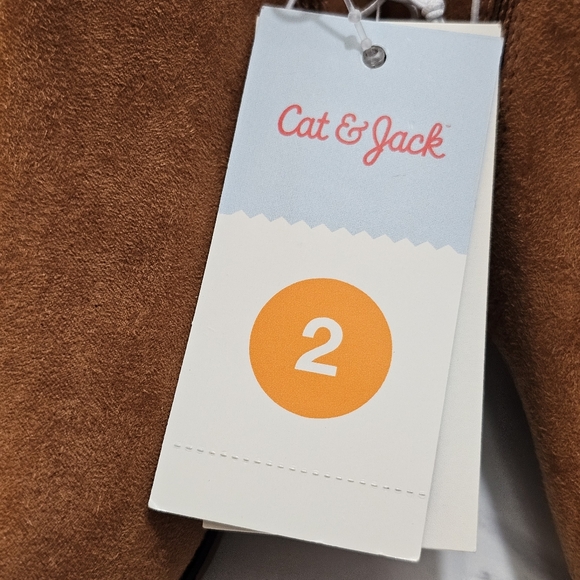 Girls' Opal Zipper Booties Cognac - Cat & Jack - SIZE 2 Brown Boots Easy On - Picture 6 of 10